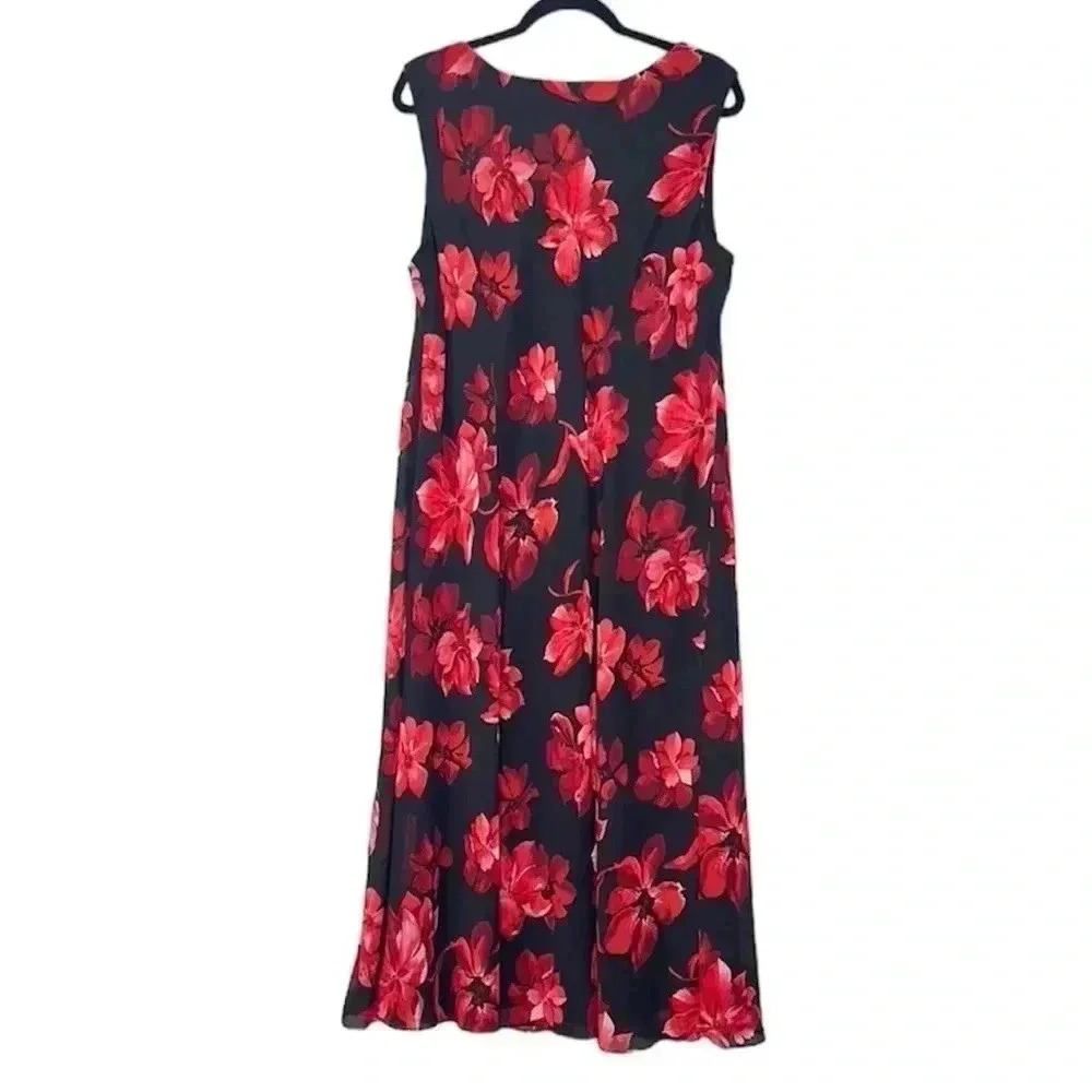 Studio‎ I Floral Chiffon Flowy Round Neck Sleeveless Romantic Maxi Dress Sz 22WP - Picture 2 of 10